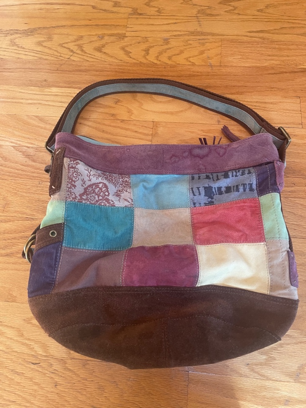 Patchwork Multicolor Lucky Brand Suede Shoulder Bag